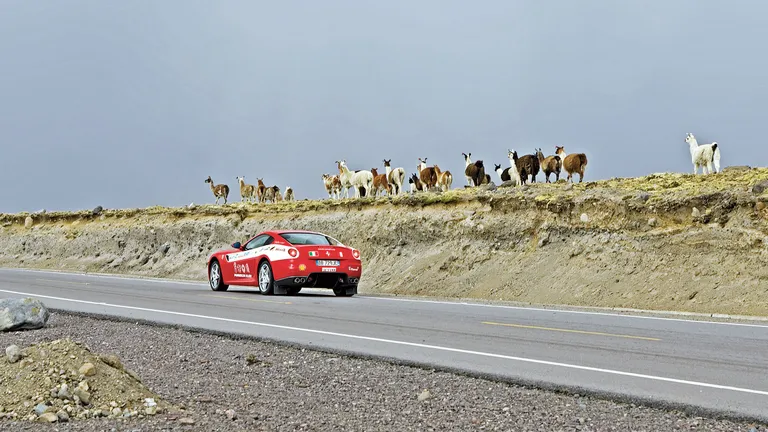007 ferrari 599 rear three quarter driving death road bolivia drive