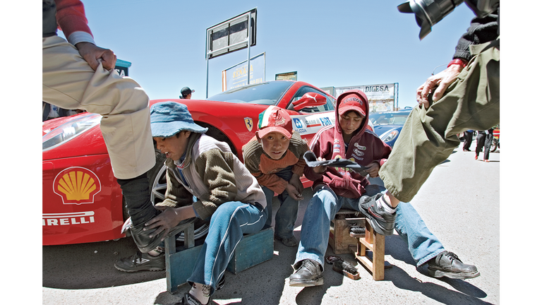 011 ferrari 599 shoe shine death road bolivia drive